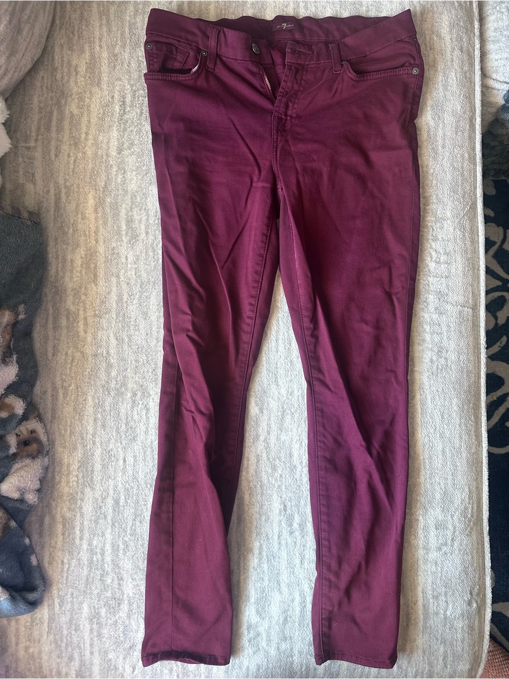 7 For All Mankind Wine Skinny Stretch Pants